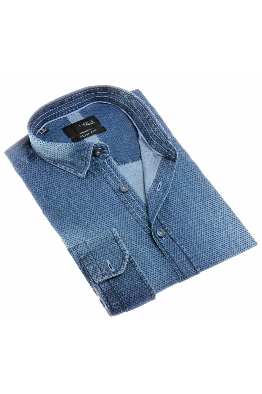 Amazon.com: PJ PAUL JONES Men's Casual Denim Shirts Lapel Collar Jean Shirt  Casual Button Down Shirts D-Blue : Clothing, Shoes & Jewelry